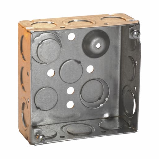 Crouse-Hinds - Crouse-Hinds TP403 4" Square Outlet Box, 2-1/8" Deep, Welded Steel, 1/2" & 3/4" Side & Bottom Knockouts