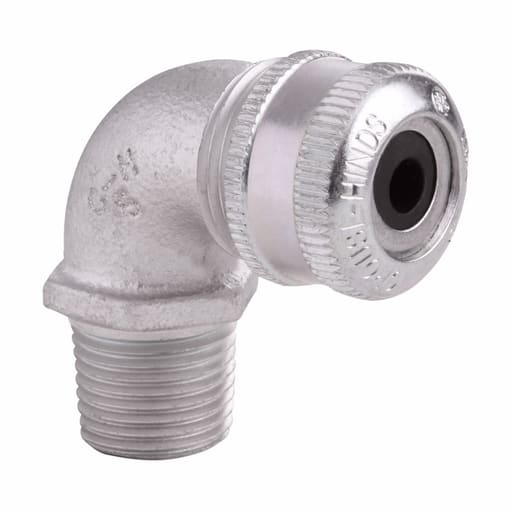 Crouse-Hinds - Crouse-Hinds CGE194 1/2" Male Threaded Iron Alloy 90 Degrees Non-Armored Cable Gland
