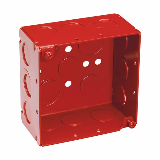 Crouse-Hinds - Crouse-Hinds TP403RED 4" x 4" Square Outlet Box, 2-1/8" Deep, Welded, Fire Alarm RED