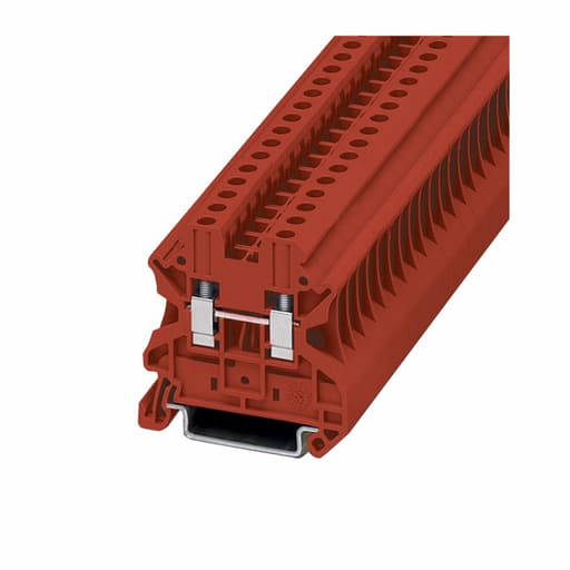 Cutler-Hammer / Eaton - Eaton Electrical XBUT4RD 600 Volt 30 Amp 26 to 10 AWG Screw Terminal Red Polyamide Standard Feed-Through Terminal Block