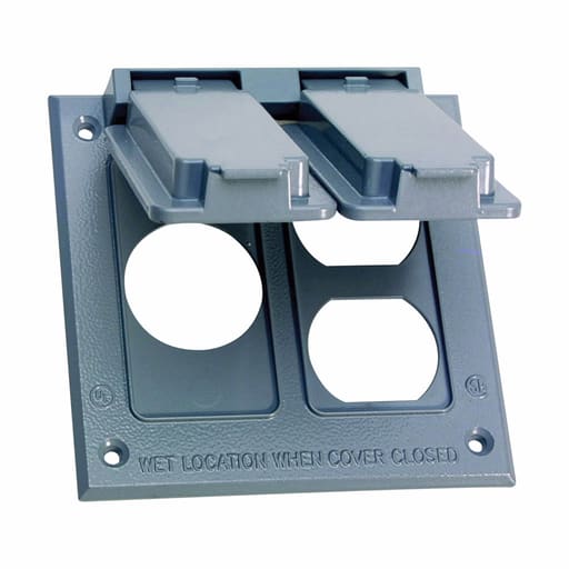 Crouse-Hinds - Crouse-Hinds Series TP7224 Gray Die-Cast Aluminum 2-Gang Self-Closing Weatherproof Outlet Box Cover with Gasket