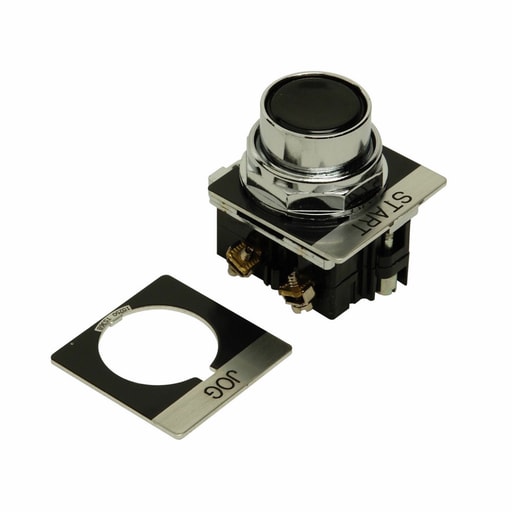 Cutler-Hammer / Eaton - Eaton Electrical 10250T30B-POP 30.5 mm 600 VAC 1NO 1NC Momentary Black Die-Cast Zinc IP65 Flush Non-Illuminated Push Button