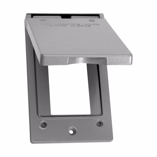 Crouse-Hinds - Crouse-Hinds TP7240 1-Gang Weatherproof Vertical GFCI Receptacle Cover, Die Cast Aluminum, Gray