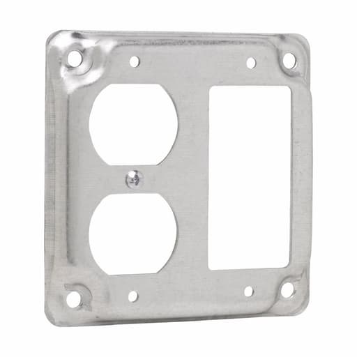 Crouse-Hinds - Crouse-Hinds TP517 4" Square Surface Cover, Duplex Receptacle/GFCI Receptacle, 1/2" Raised, 5.5cu.in, Steel