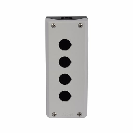 Cutler-Hammer / Eaton - Cutler-Hammer M22-I4-PG M22 Four-element Surface Mounting Enclosure for M22 Modular Pushbuttons, 22.5 mm, Non-illuminated, IP67, IP69K, NEMA 4X, 13, Base: Black, Enclosure: White