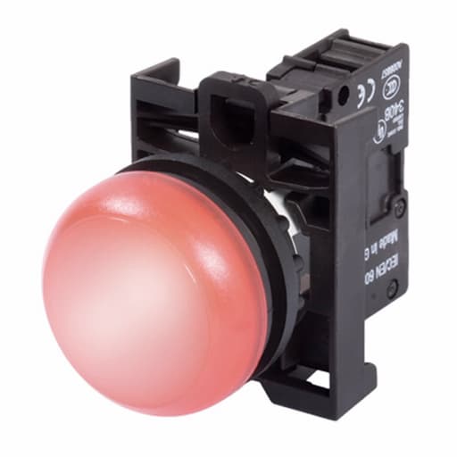 Cutler-Hammer / Eaton - Cutler-Hammer M22-L-R-R M22 modular pushbutton, Complete Indicating Light, Flush, IP67, IP69K, NEMA 4X, 13, Illuminated, Red, 100, 000 Hours of operation, 12-30 Vac/dc