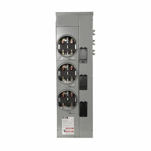 Cutler-Hammer / Eaton - Eaton Electrical 1MM312RRLB 120/240 Volt 125 Amp 1-Phase 3-Wire 3-Socket Aluminum Ringless Meter Stack Module