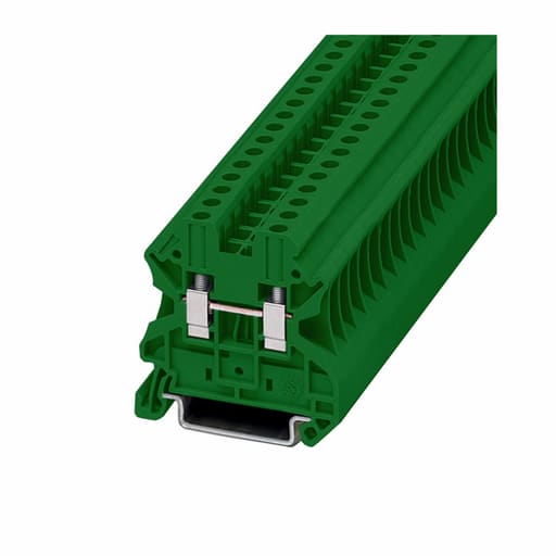 Cutler-Hammer / Eaton - Cutler-Hammer XBUT4GN XB IEC terminal block, Screw connection single level-through-feed, Green, 10 AWG/4 mm2 maximum wire