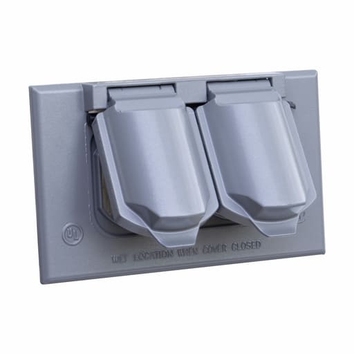 Crouse-Hinds - Crouse-Hinds TP7206 1-Gang Weatherproof Duplex Receptacle (1.45" Dia) Cover, Die Cast Aluminum, Natural