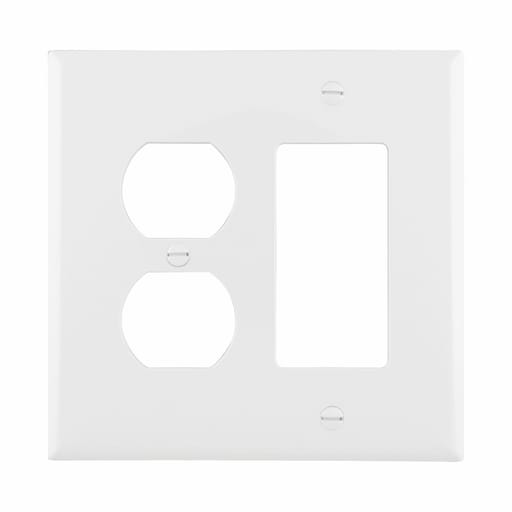 Cooper Wiring Device Arrow/Eagle - CWD PJ826W WALLPLATE 2G DUP/DECO COMBO POLY MID WH