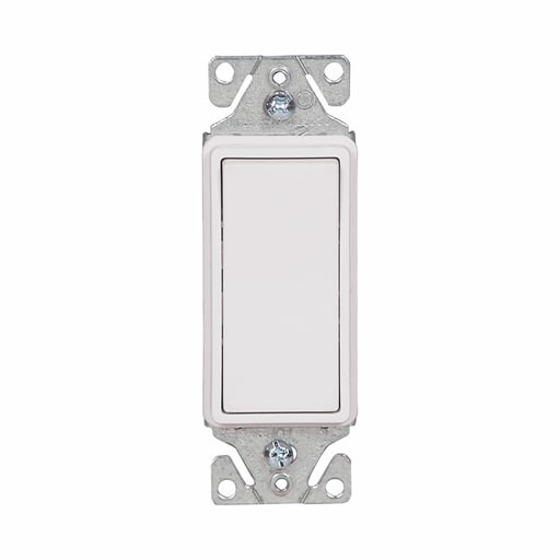 Cooper Wiring Device Arrow/Eagle - Eaton 7503W 15A 120/277V Decorator Rocker Switch, 3Way, Back Wire, Push Wire - White