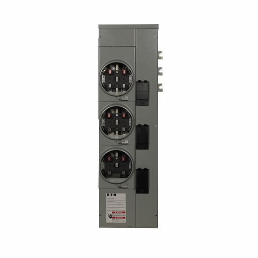 Cutler-Hammer / Eaton - Eaton Electrical 1MM312RRL 120/240 Volt 125 Amp 1-Phase 3-Wire 3-Socket Aluminum Ringless Meter Stack Module