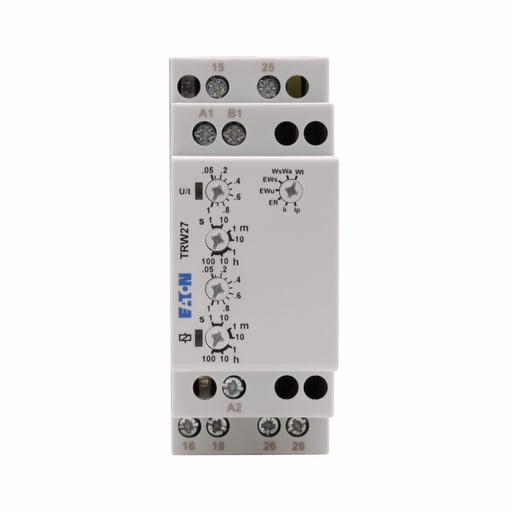 Cutler-Hammer / Eaton - Eaton Electrical TRW27 12 to 240 VAC/VDC 6 VA 4 kV DPDT Din Rail Mount Universal Timing Relay
