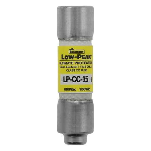 Bussmann Mfg. - Bussmann LP-CC-15 15amp Low-Peak™ Time-Delay, Current-Limiting, Class-CC Fuse, Rejection-Type, 600Vac/300Vdc