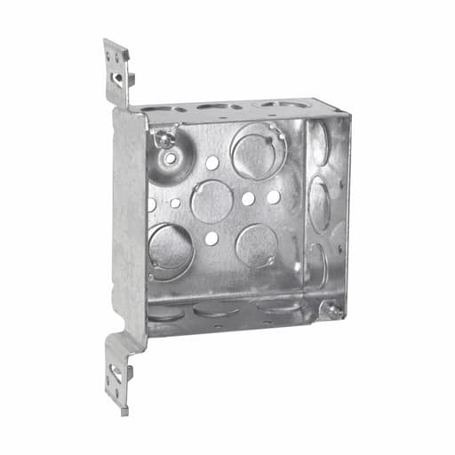 Crouse-Hinds - Crouse-Hinds TP451 4" Square Outlet Box, 2-1/8" Deep, Welded Steel, 1/2" & 3/4" Side & Bottom Knockouts, 'VMS' Bracket