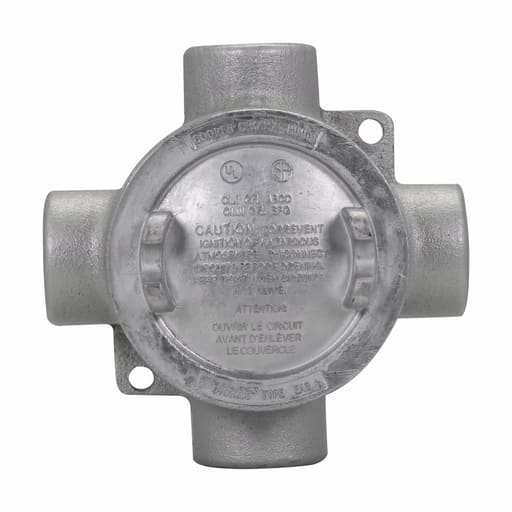 Crouse-Hinds - Crouse-Hinds Series EABX26 3/4 Inch Hub Iron Alloy Type X Round Conduit Outlet Box with Cover