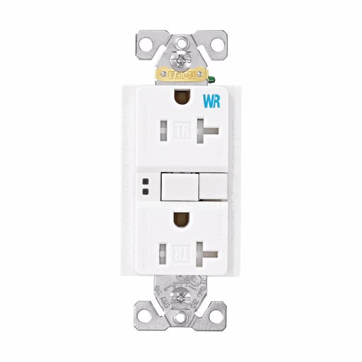 Cooper Wiring Device Arrow/Eagle - Eaton TWRSGF20W GFCI Receptacle, Tamper & Weather Resistant, Self Test, 20A 125V - White