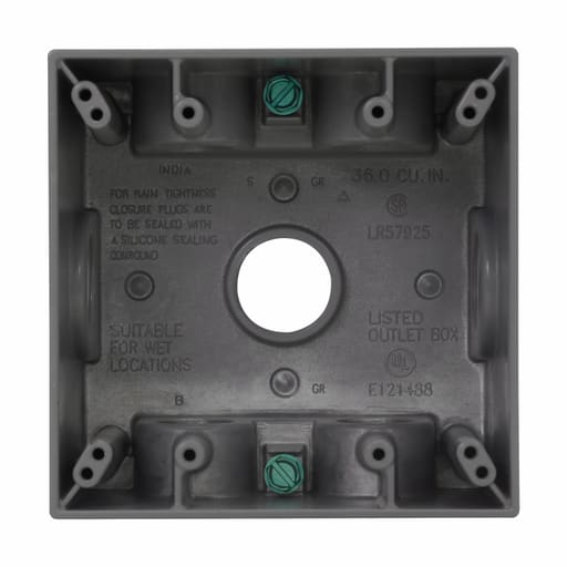 Crouse-Hinds - Crouse-Hinds TP7142 2-5/8" Gray Die-Cast Aluminum 2-Gang Weatherproof Outlet Box
