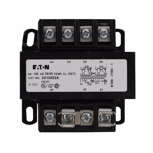 Cutler-Hammer / Eaton - Eaton Electrical C0050E1B 50 VA 120 x 240 Volt Primary 24 Volt Secondary Industrial Control Transformer