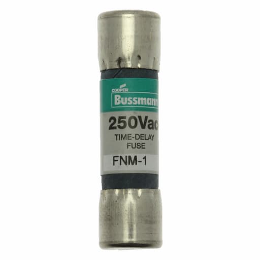 Bussmann Mfg. - Bussmann FNM-1 1amp Time-Delay Supplemental / Midget Fuse, Melamine Tube, 13/32" x 1-1/2", 250Vac