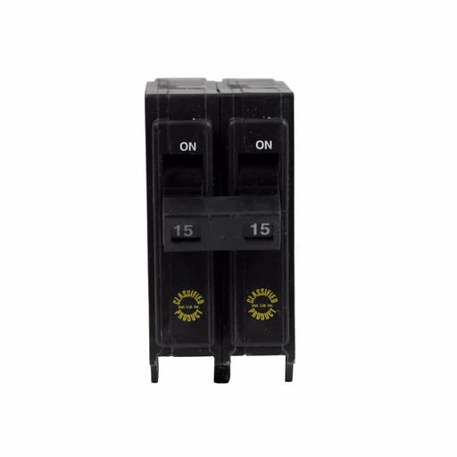 Cutler-Hammer / Eaton - Eaton Electrical CHQ215 #14 - 8 and #14 - 10 AWG Wire Size 240 Volt 15 Amp 10 kaic 2-Pole Classified Circuit Breaker