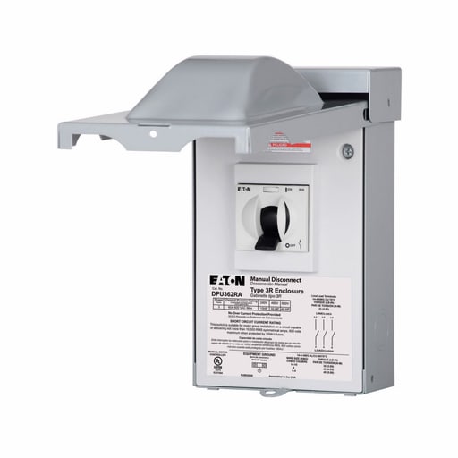 Cutler-Hammer / Eaton - Eaton Electrical DPU362RA 240/480 Volt 60 Amp 30 Hp 14 to 2 AWG Gray Galvanized Steel Air Conditioner Disconnect Switch