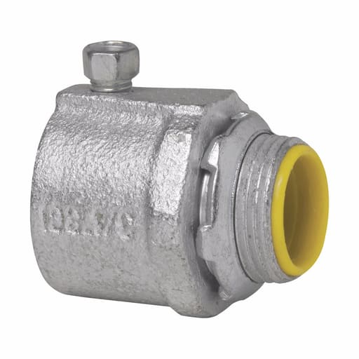 Crouse-Hinds - Crouse-Hinds Series 151 3/4 Inch Malleable Iron Insulated Set Screw Straight Rigid Conduit Connector
