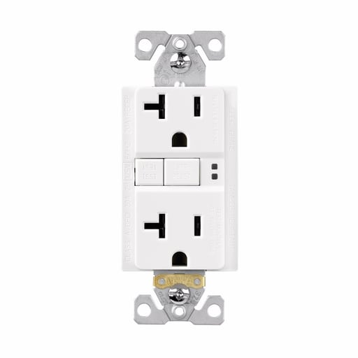 Cooper Wiring Device Arrow/Eagle - Eaton Wiring Devices TRSGF20W 20 Amp 125 VAC 2-Pole 3-Wire NEMA 5-20R White GFCI Duplex Receptacle