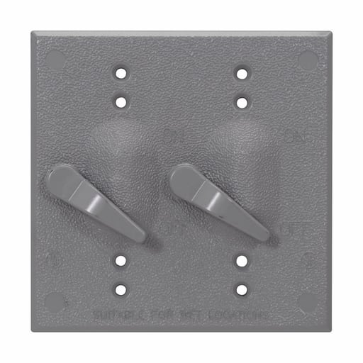 Crouse-Hinds - Crouse-Hinds TP7268 2-Gang Weatherproof Toggle Switch Cover, Aluminum, Gray