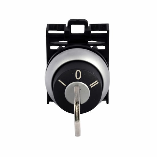 Cutler-Hammer / Eaton - Cutler-Hammer M22-WS3 M22 Modular three position key-operated selector switch, 22.5 mm, Momentary, Return from left/right,key removable center, Non-illuminated, Bezel: Silver, Button: Black, MS1, IP66,