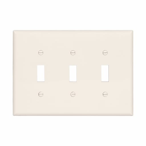 Cooper Wiring Device Arrow/Eagle - Eaton Wiring Devices PJ3LA 3-Gang Light Almond Polycarbonate Medium Toggle Switch Wallplate