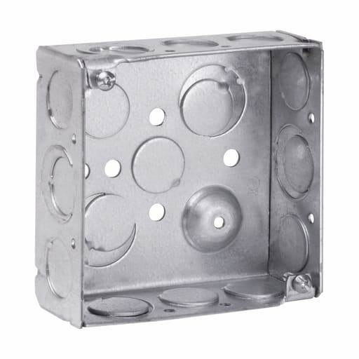 Crouse-Hinds - Crouse-Hinds TP404 4" Square Outlet Box, 1-1/2" Deep, Welded Steel, 1/2" & 3/4" Side & Bottom Knockouts