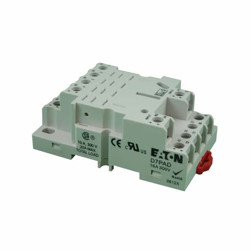Cutler-Hammer / Eaton - Eaton Electrical D7PAD 300 Volt 16 Amp 12/14 AWG Din Rail/Panel Mount General Purpose Plug-In Relay Socket