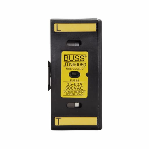 Bussmann Mfg. - Bussmann JTN60060 600vAC/DC 60amp Finger-Safe Fuse Holder, with Indicator (Neon). For use with Bussmann Class-J fuses - (LPJ, JKS Series)
