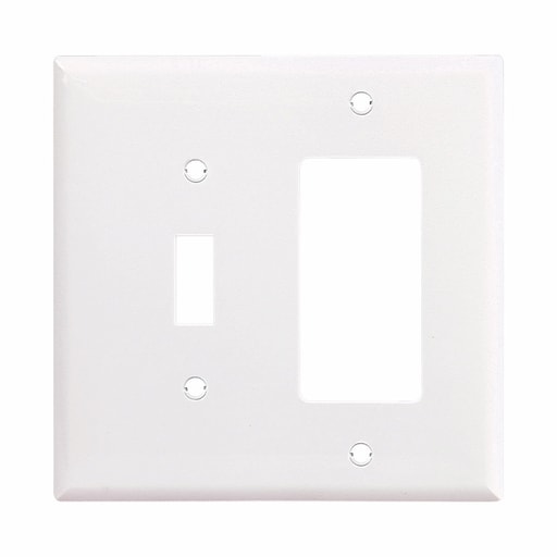 Cooper Wiring Device Arrow/Eagle - CWD PJ126W WALLPLATE 2G TOGGLE/DECO POLY MID WH