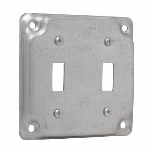 Crouse-Hinds - Crouse-Hinds TP508 4" Square Surface Cover, (2) Toggle Switches, 1/2" Raised, 5.5cu.in, Steel