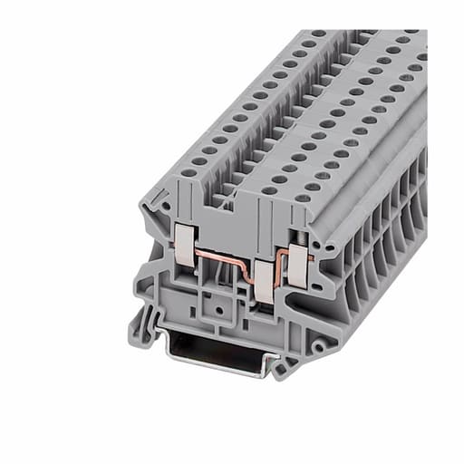 Cutler-Hammer / Eaton - Cutler-Hammer XBUT4D12 XB IEC terminal block, Screw Connection Multi-Conductor Terminal Blocks, Gray, 10 AWG/4 mm2 maximum wire, Three-wire