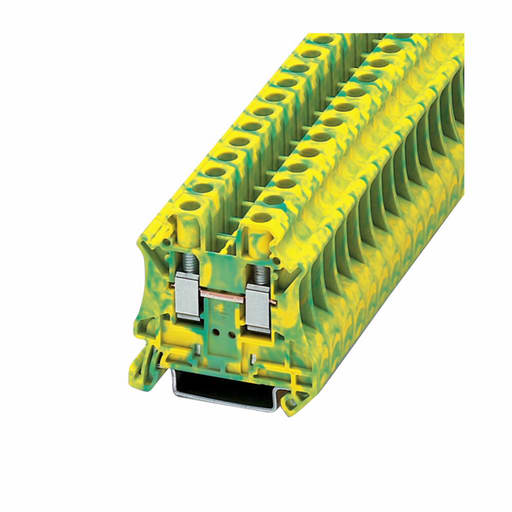 Cutler-Hammer / Eaton - Eaton Electrical XBUT6PE 1.87 x 2.17 Inch 24 to 8 AWG Screw Terminal Green/Yellow Polyamide Grounding Terminal Block
