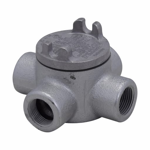 Crouse-Hinds - Crouse-Hinds GUAX14 Conduit Outlet Box, (4) 1/2" Hubs w/ 2" Cover Opening