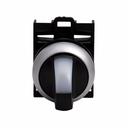 Cutler-Hammer / Eaton - Cutler-Hammer M22-WRLK3-W M22 modular pushbutton, M22 Modular Selector Switch Operator, 22.5 mm, Knob, Maintained, Illuminated, Bezel: Silver, Button: White, IP66, NEMA 4X, 13, Three-position, Light 100