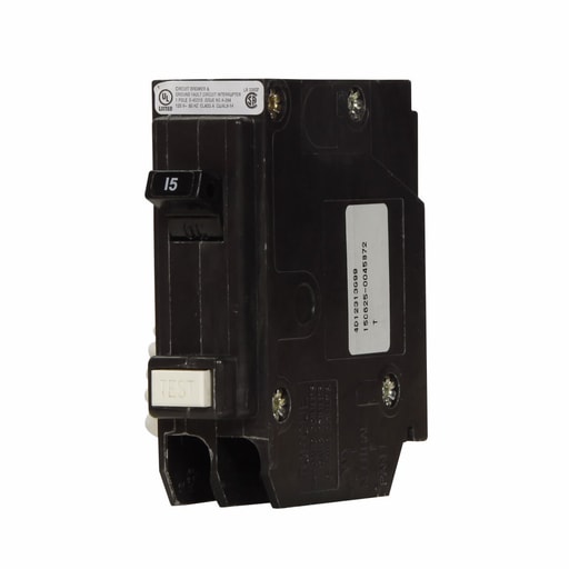 Cutler-Hammer / Eaton - Cutler-Hammer GFTCB215 BR GFCI circuit breaker, Ground fault personnel protection circuit breakers, 15 A, 10 kAIC, Two-pole, 120/240 V, GFTCB, Common, #14-4 AWG, Ground fault circuit interrupter, GFI