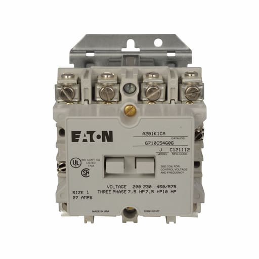 Cutler-Hammer / Eaton - Eaton Electrical A201K1CA 120 Volt 27 Amp 1-Phase 3-Pole Non-Reversing NEMA Contactor