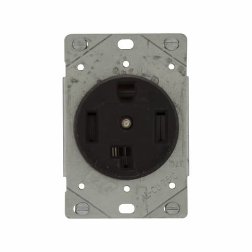 Cooper Wiring Device Arrow/Eagle - Eaton 1257-SP Single Flush Receptacle, 30A 125/250V 3P4W - Black