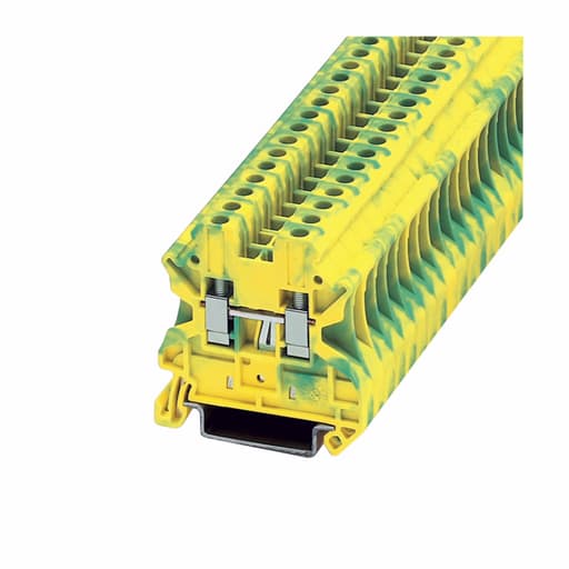 Cutler-Hammer / Eaton - Eaton Electrical XBUT4PE 1.87 x 2.17 Inch 26 to 10 AWG Screw Terminal Green/Yellow Polyamide Grounding Terminal Block