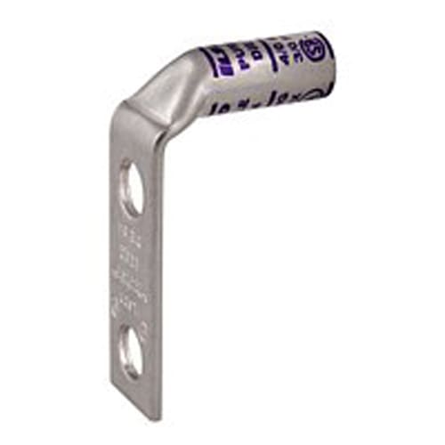 Ilsco - Ilsco CLNB-500-38-1-9 SureCrimp® Copper Compression Lug, Conductor Size 500, 2 Holes, 3/8in Bolt Size, 1in Hole Spacing, Long Barrel, No Sight Window, 90? Bent Tang, Tin Plated, UL, CSA