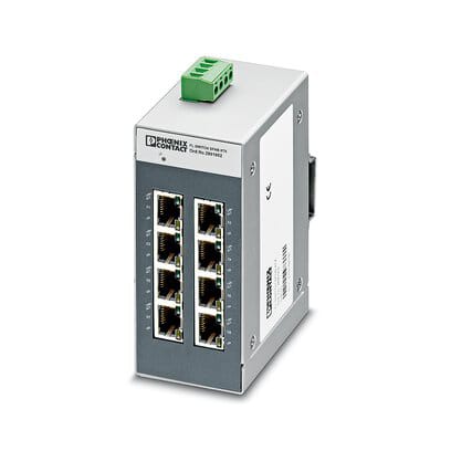 Phoenix Blocks - Phoenix Contact 2891002 24 VDC 8-Port Din Rail Industrial Ethernet Switch