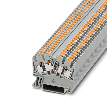 Phoenix Blocks - Phoenix Contact 3211993 800 Volt 24 Amp 26 to 12 AWG Gray Polyamide Push-In Connection Feed-Through Terminal Block