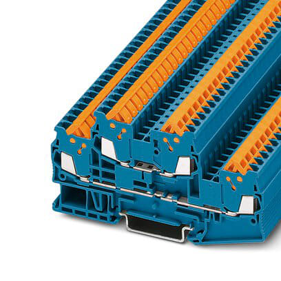 Phoenix Blocks - Phoenix Contact 3205129 500 Volt 17.5 Amp 24 to 16 AWG Blue Polyamide Quick Connection Feed-Through Terminal Block