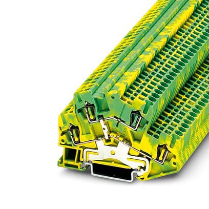 Phoenix Blocks - Phoenix Contact 3038480 6000 Volt 28 to 12 AWG Green/Yellow Polyamide Spring Cage Connection Feed-Through Terminal Block