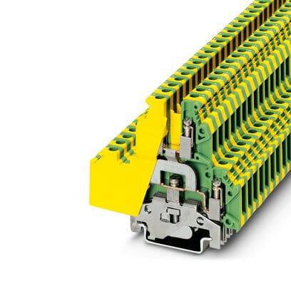 Phoenix Blocks - Phoenix Contact 3007123 6000 Volt 24 to 12 AWG Green/Yellow Polyamide Screw Connection Ground Modular Terminal Block